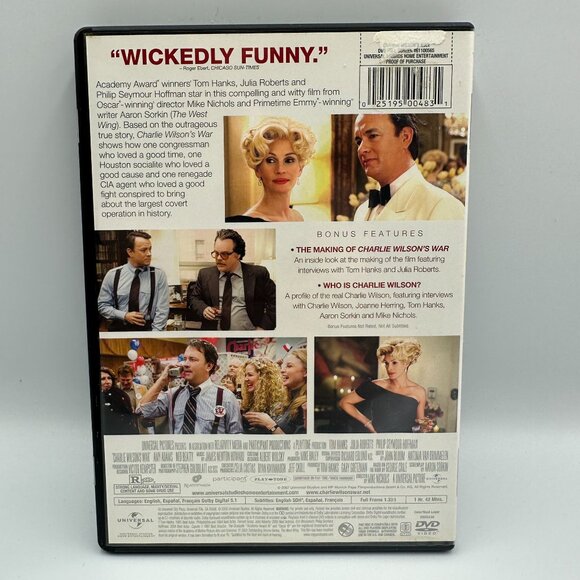 Charlie Wilsons War DVD Full Screen 2007 Tom Hanks Julia Roberts Comedy Drama R - Picture 2 of 3